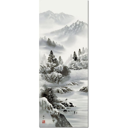 Ink Wash Landscape Hanging Scroll - "Mountain and River Homecoming" by Suzuki Murashige (Shaku San) 1MB2-004, for Tatami Room, Japanese-style Room, Stylish, Modern, Decoration, Fabrication, Made in Japan, Interior, New Build, Hanging Scroll.