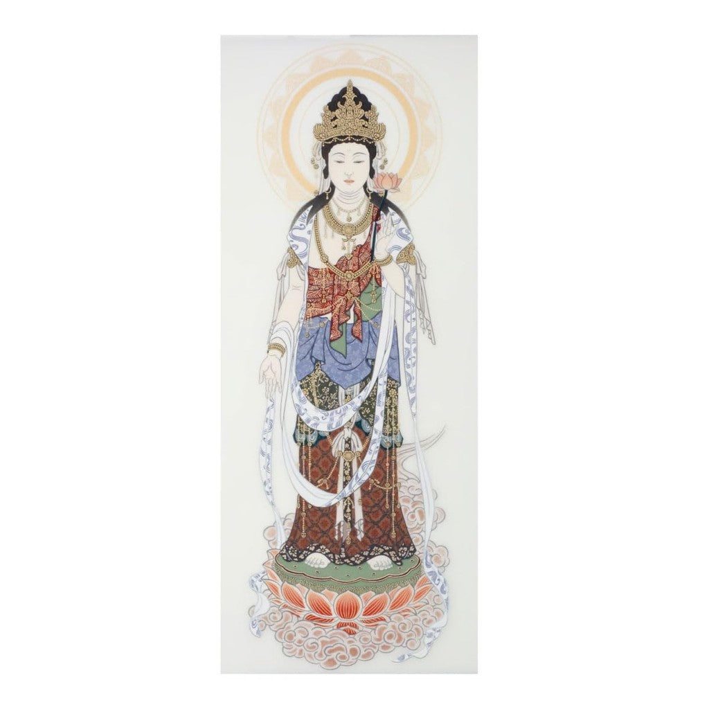 "Offering scroll, common horizontal sign for Kannon sacred sites, front Kannon with a lucky belt, includes original clear file from Hōtoku-dō, for transom frames."