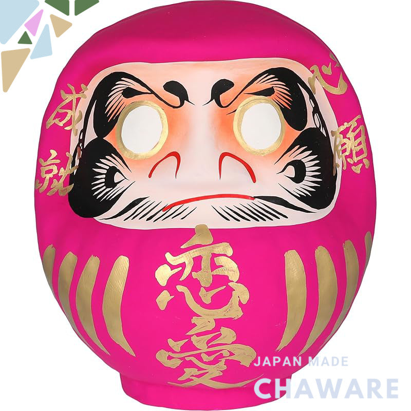 [Templed and Prayed For] Takasaki Daruma for Love, Height Approximately 15 cm, Pink, Good Relationship Prayer, Love Luck
