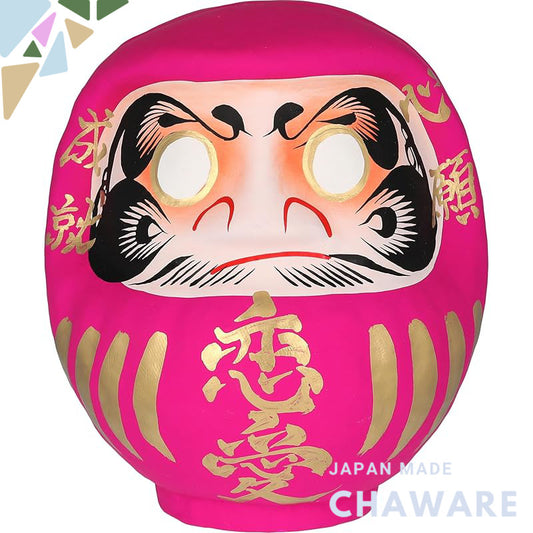 [Templed and Prayed For] Takasaki Daruma for Love, Height Approximately 15 cm, Pink, Good Relationship Prayer, Love Luck