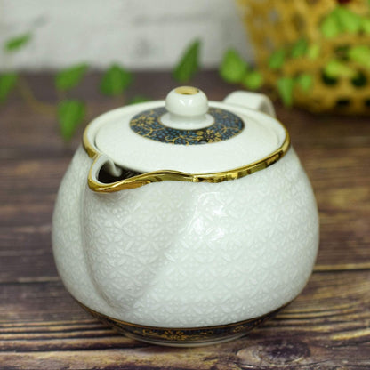 【made in japan】
Stylish Kyusu Teapot, Kutani Ware with White Shippo, Japanese Ceramic Tea Pot with Infuser, Authentic Japanese Tableware