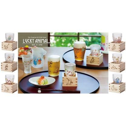 ADERIA Sake Glass Lucky Animals Goldfish Masu Sake Glass 100ml [Premium Nippon Taste / Hinoki Masu / Cup with Masu] Made in Japan Comes in Gift Box Birthday Gift Present 6783