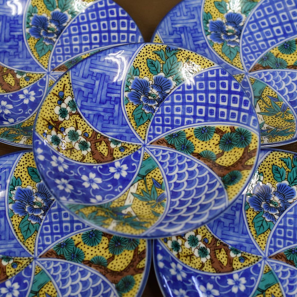 Waza no Kura Plate Set - Stylish Tableware, Kutani Ware, Medium Plates (Set of 5), Yoshidaya Shouchikubai, Ceramic, High-Quality Brand, Japanese Tableware, Side Dishes, Made in Japan, Wedding Gift, Present, Gift.