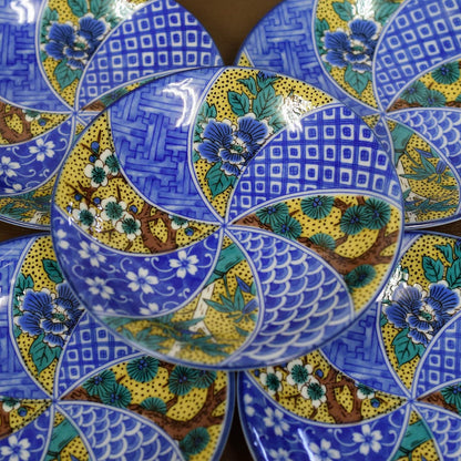 Waza no Kura Plate Set - Stylish Tableware, Kutani Ware, Medium Plates (Set of 5), Yoshidaya Shouchikubai, Ceramic, High-Quality Brand, Japanese Tableware, Side Dishes, Made in Japan, Wedding Gift, Present, Gift.