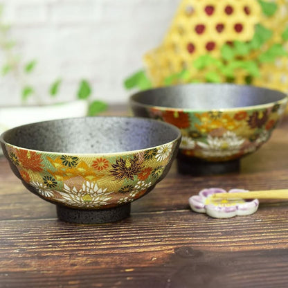 【made in japan】
Waza no Kura Stylish Couple Rice Bowls - Kutani Ware Pair, Elegant Tableware, Gold Floral Design, Premium Ceramic, Ideal for Wedding Anniversaries, Gifts, Japanese Tableware.