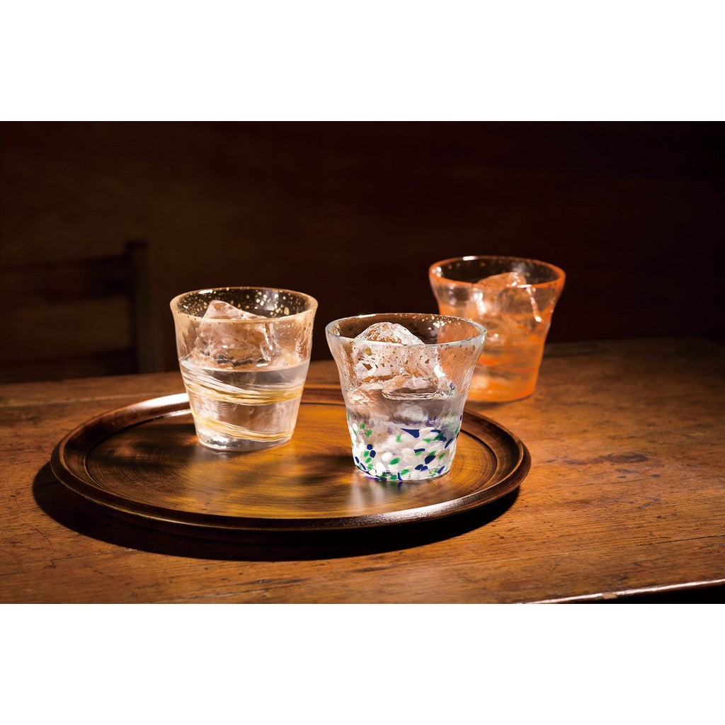 ADERIA Tsugaru Glass Ice Flower Gold Decoration Rock Glass Evening 300ml, Made in Japan, with Special Wooden Box, for Highballs, Whisky, Beer, Sake, Shochu, Brandy, Stylish Gift for Women, Mother's Day, Father's Day, Couples, Men, Housewarming, Wedding