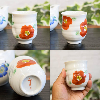 【made in japan】
Waza no Kura Stylish Yunomi - Kutani Porcelain Tea Cup with Camellia Design, Elegant Japanese Tableware, Handmade Ceramic, Authentic Japanese Product.
