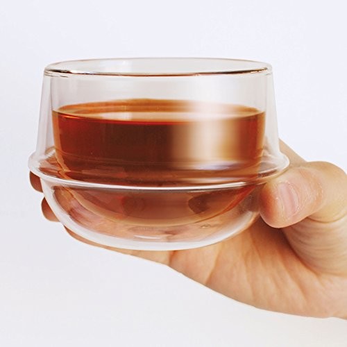 KINTO KRONOS Double Wall Teacup 200ml, Heat-Resistant Glass, Microwave and Dishwasher Safe, Gift Item 23105