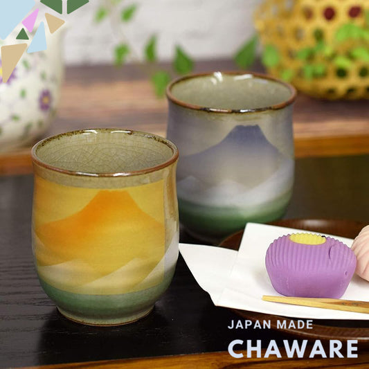【made in japan】
Kura Waza Stylish Couple Sake Cups, Kutani Ware, Fuji Mountain Design, Ceramic Tableware, Japanese Made,