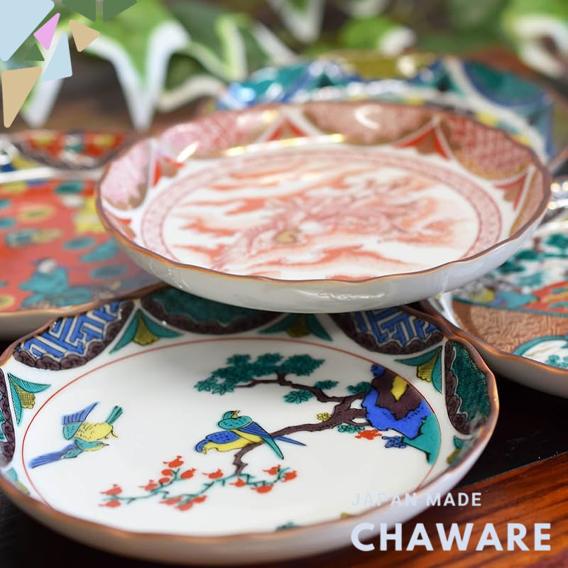 Waza no Kura Plate Set Stylish Tableware Kutani Ware Small Plates Set of 5 Edo-Era Design Ceramic Japanese Tableware Ser