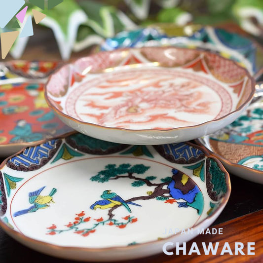 Waza no Kura Plate Set Stylish Tableware Kutani Ware Small Plates Set of 5 Edo-Era Design Ceramic Japanese Tableware Ser