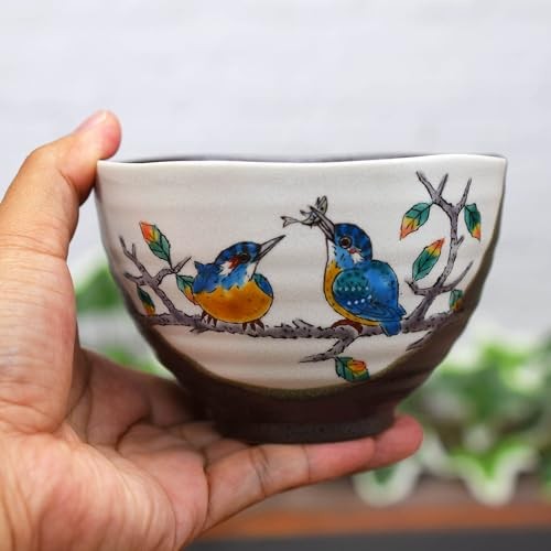 【made in japan】
Stylish Kutani Ceramic Rice Bowl, "Kawasei" for Chazuke, Elegant Japanese Tableware, Premium Gift for Birthday, Traditional Design for Dining