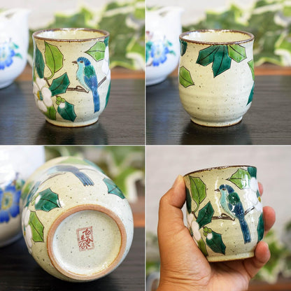 【made in japan】
Stylish Japanese Kutani Tea Cup - Ceramic Yunomi with White Camellia and Bird Design - Premium Tableware - Made in Japan. Perfect for tea lovers and collectors!