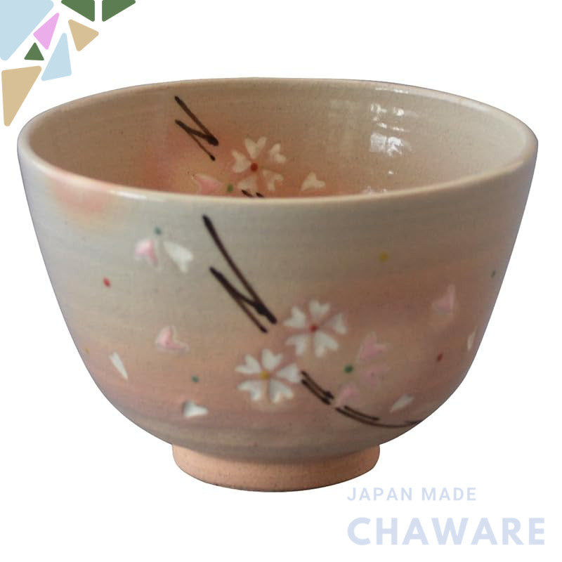 【made in japan】
Kyoto Ware Seibu Kiln Matcha Bowl, Porcelain with Cherry Blossom Design, Handcrafted Sakuzan Ware K1-8