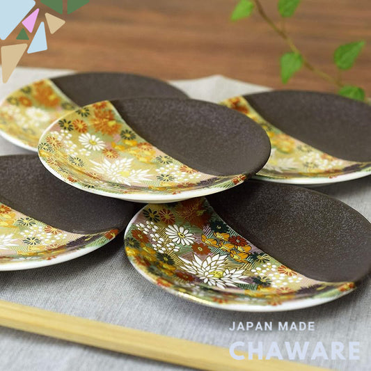 Plate Stylish Kutani Ware Small Plate Set of 5 Kinkabutsu Ceramic Small Plates Side Plates Japanese Tableware