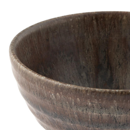 【Made in Japan】Marui Pottery Shigaraki-style Unique Rice Bowl, 11cm Diameter, Black Glaze, Ideal for Serving Rice, Model MR-3-4534