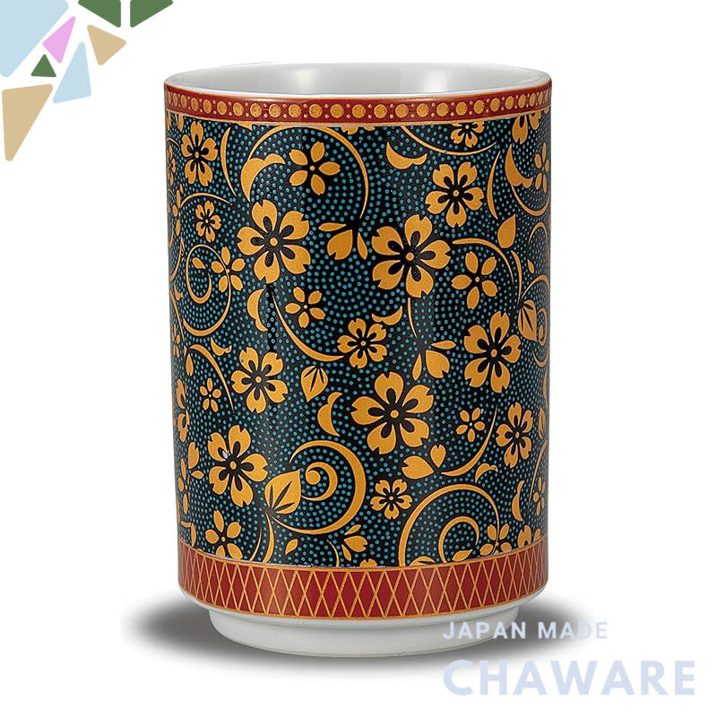 【made in japan】
Stylish Kutani Ware Teacup by Waza no Kura – Large Blue Sakura Design Ceramic Chawan, Ideal for Japanese