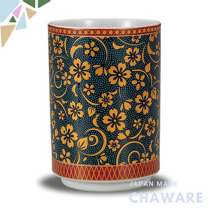 【made in japan】
Stylish Kutani Ware Teacup by Waza no Kura – Large Blue Sakura Design Ceramic Chawan, Ideal for Japanese