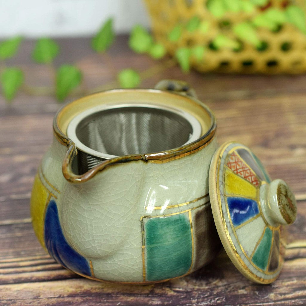 【made in japan】
Stylish Japanese Kyusu Teapot from Kutani Ware, Ceramic Pot with Paper Balloon Design, Includes Tea Strainer, Made in Japan, Perfect for Serving Traditional Tea.