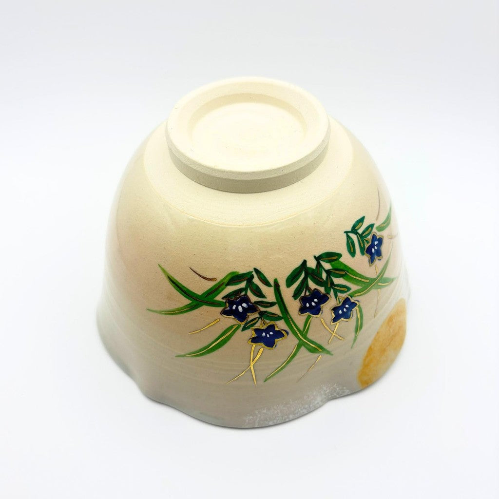【made in japan】Japanese Matcha Tea Bowl - Traditional Chawan, Made in Kyoto, Moon and Autumn Grass Design, by Koujou Takenaka. Perfect Gift - Dimensions: 11cm Diameter x 8.5cm Height.