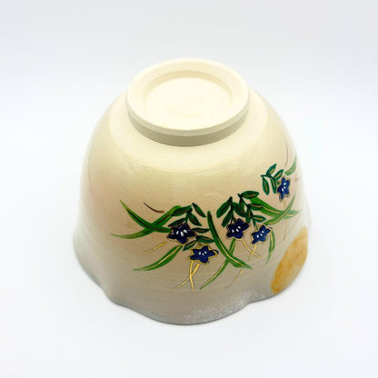 【made in japan】Japanese Matcha Tea Bowl - Traditional Chawan, Made in Kyoto, Moon and Autumn Grass Design, by Koujou Takenaka. Perfect Gift - Dimensions: 11cm Diameter x 8.5cm Height.