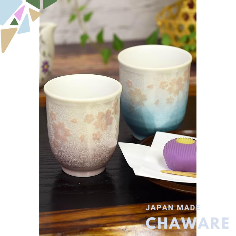【made in japan】
Stylish Japanese Kutani Ceramic Pair Tea Cups - Silver Sakura Design, Perfect for Couples. Ideal for Ann