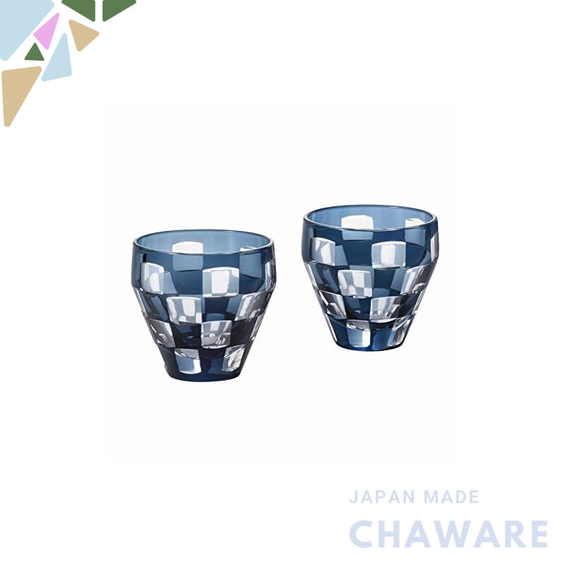 ADERIA Cup Pair Set Ichimatsu 60ml [ICHIMATSU/Sake Cup/Choko/Sake Glass] Gift Box Included Birthday Gift Present HS-578