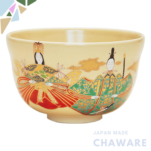 【made in japan】
Miyachi Eikou Matcha Bowl in White - Size: Diameter 12.4cm x Height 7.8cm, Kyo-Style hina doll design, C