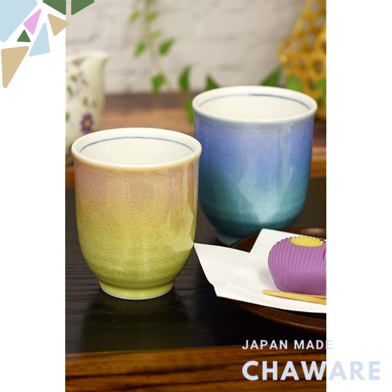 【made in japan】
Stylish Kuniyaki Yukata Cup Pair for Couples - Silver Glaze, Ceramic Tea Bowl, Japanese Tableware, Brand