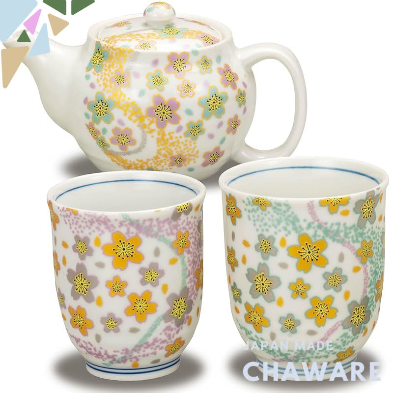 【made in japan】
Kutani Yaki Pair Teacup and Teapot Set - Kyokusuihana Design, Traditional Japanese Tableware, High-Quali