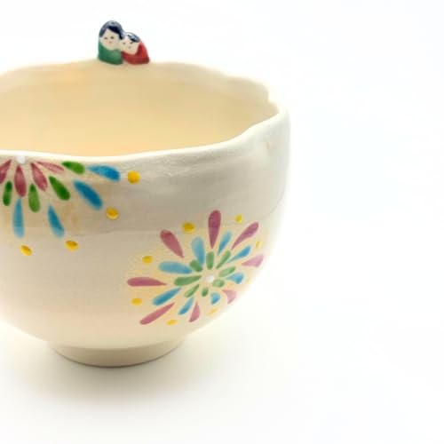 【made in japan】
Japanese Tea Ceremony Matcha Bowl - Handmade in Kyoto, Fireworks Design by Kouyou Takenaka, Perfect Gift, Dimensions: 11cm (D) x 8.5cm (H), Authentic Japanese Ceramics