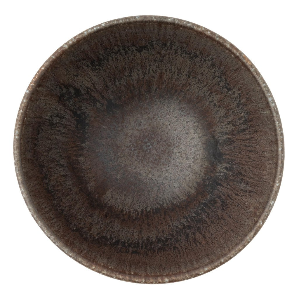 【Made in Japan】Marui Pottery Shigaraki-style Unique Rice Bowl, 11cm Diameter, Black Glaze, Ideal for Serving Rice, Model MR-3-4534