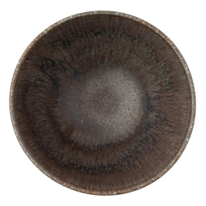 【Made in Japan】Marui Pottery Shigaraki-style Unique Rice Bowl, 11cm Diameter, Black Glaze, Ideal for Serving Rice, Model MR-3-4534