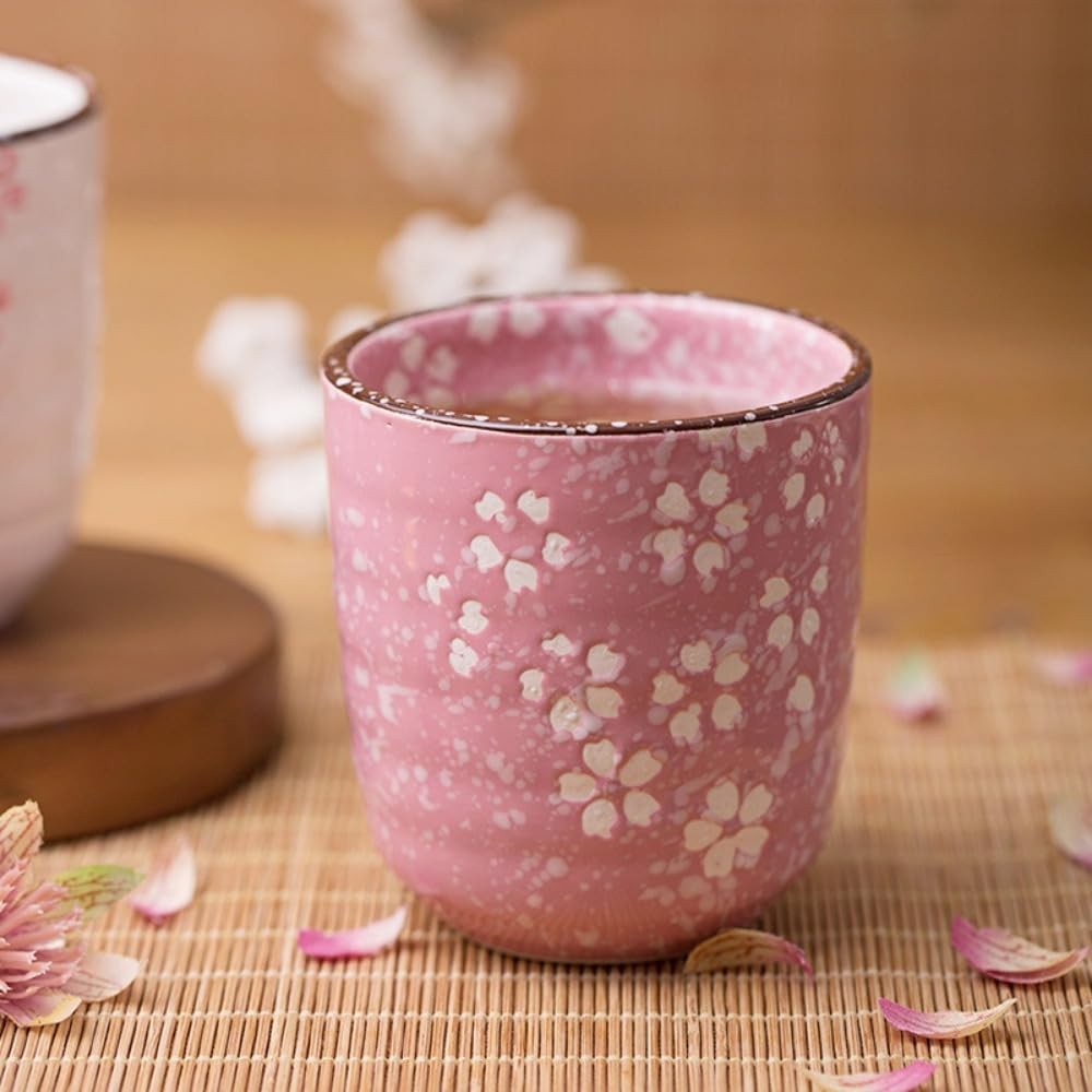 【made in japan】
Stylish Japanese Ceramic Couple Yunomi Tea Cups Set by Wazano Kura - Perfect for Wedding Anniversaries (Pink) - Imported Tableware Gift for Couples