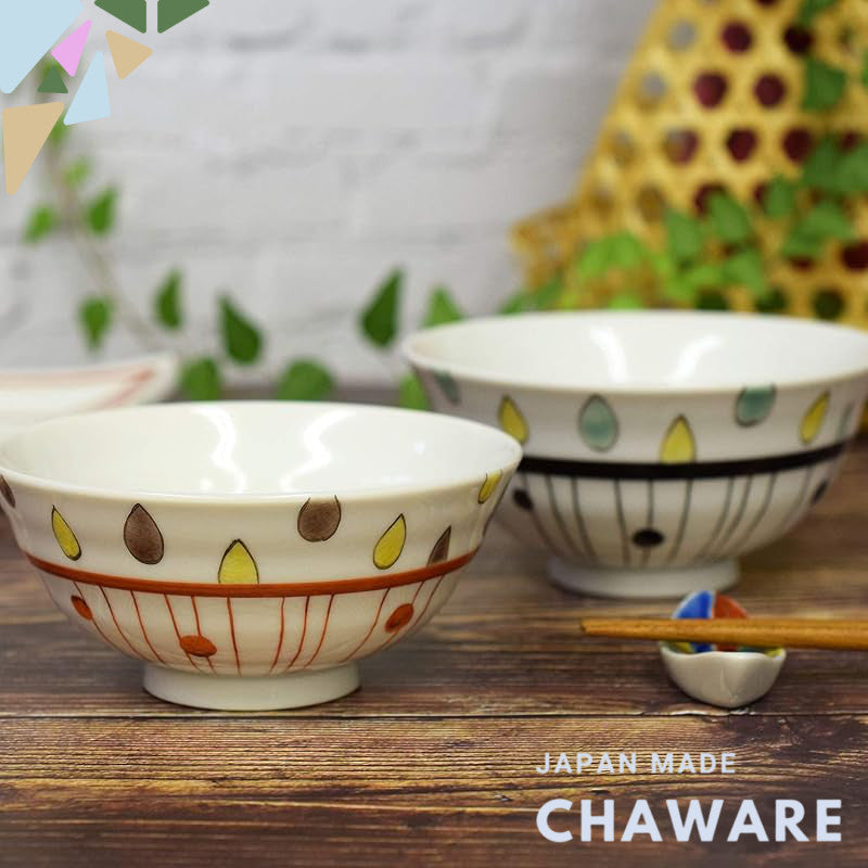 【made in japan】
Stylish Japanese Couple's Rice Bowls - Waza no Kura Set, Kutani Ceramics, Elegant Tableware, Drip Line D