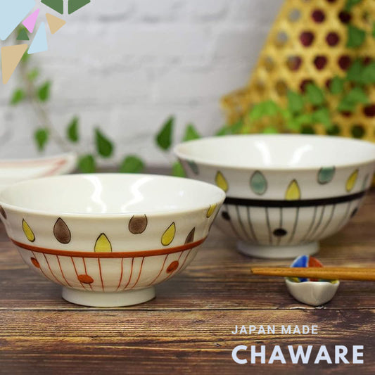 【made in japan】
Stylish Japanese Couple's Rice Bowls - Waza no Kura Set, Kutani Ceramics, Elegant Tableware, Drip Line D