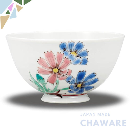 【made in japan】
Stylish Japanese Tea Bowl - Kuttani Ware Cosmos Design, Premium Ceramic Rice Bowl for Traditional Dining