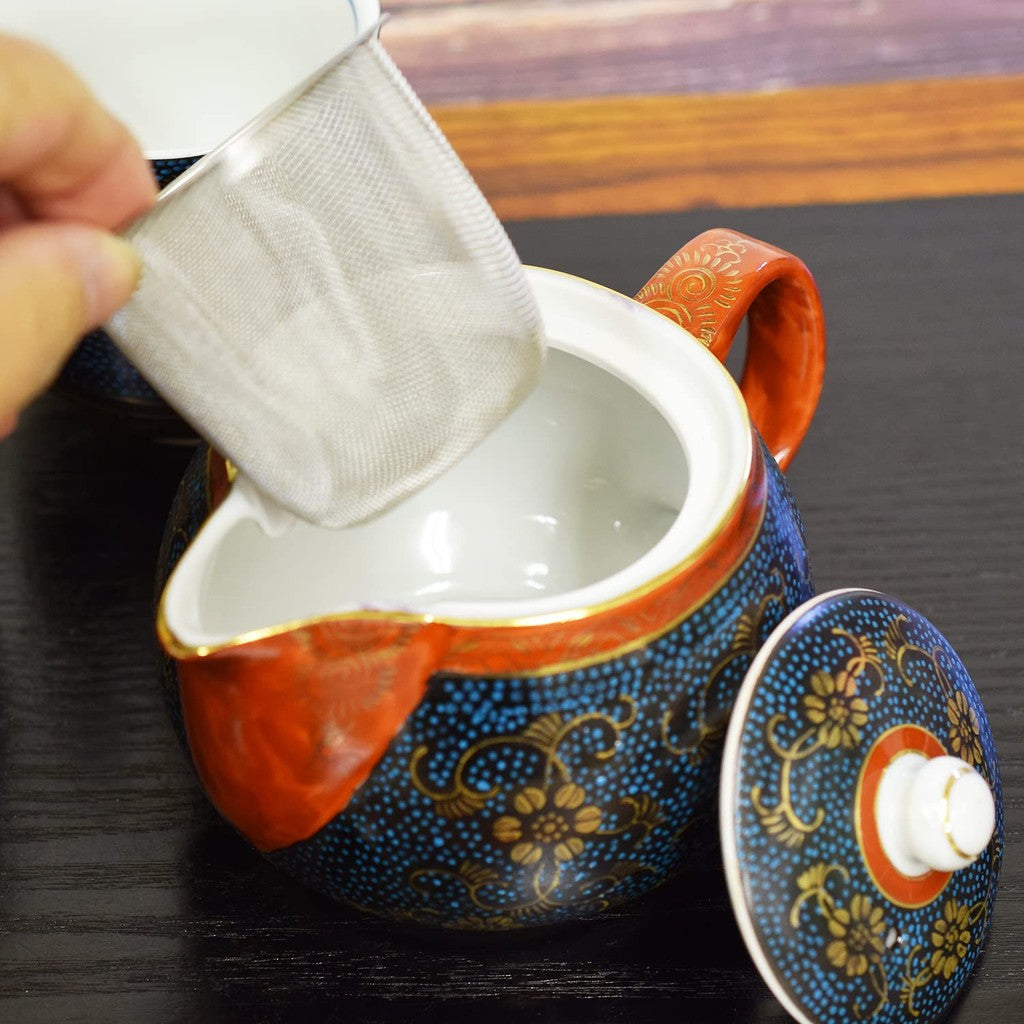 【made in japan】
Kutani Ceramic Teacup and Teapot Set, Aoyoroi-sen Design, Traditional Japanese Tableware, Made in Japan
