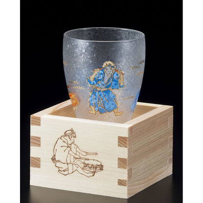 ADERIA Sake Glass Lucky Animals Monkey Masu Sake Glass 100ml [Premium Nippon Taste / Wooden Masu with Cup] Made in Japan Gift Boxed Birthday Gift Present 6786