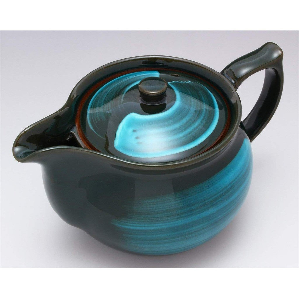 【made in japan】Japanese Mino Ware Pot in Emerald Color - High-Quality Japanese Craftsmanship, Perfect for Tea or Coffee Lovers