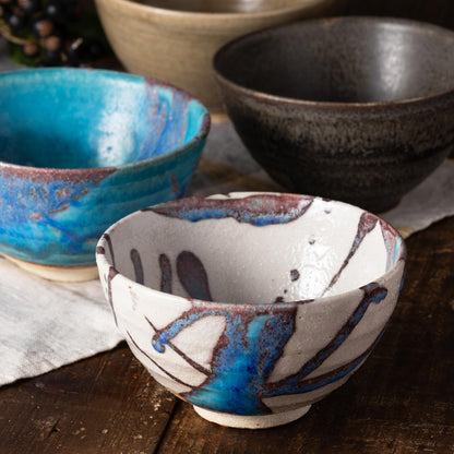 [Made in Japan] Marui Pottery Shigaraki-Yaki Hechimon Rice Bowl, Approx. 12cm Diameter, Glacier White MR-3-4537, Ideal for Serving Rice and Meals. Perfect Addition to Your Dining Collection!