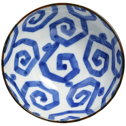 [made in Japan] Mino Ware Oval Bowl, Dish, Plate, Approx. 16x15cm, Microwave and Dishwasher Safe, Elegant Spiral Pattern, Model 133-61402. Perfect for Dining and Serving!