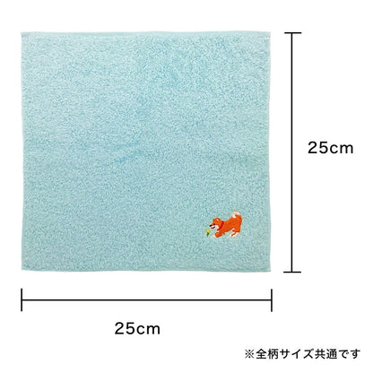 Kyoyu Japanese Made Imabari Embroidered Handkerchief - 25cm x 25cm Mini Cotton Wash Towel with Kurumin Design (Hopping Rabbit) - Pink