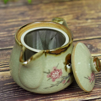 【made in japan】
Stylish Japanese Teapot with Strainer, Kutani Ware, Sparrow Design, Ceramic, Brand New, Made in Japan, Elegant Tableware for Tea Enthusiasts