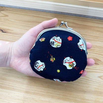 Kyoyu Japanese-Made Cat & Dog Coin Purse Pouch - 12x11.5cm, 3.3in, Cotton, Cute Design, Traditional Japanese Goods, Lucky Charm