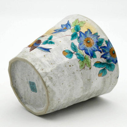 【made in japan】
Kutani Porcelain Kitayama-do Original Rock Glass with Tessen and Bird Design - Perfect for Gift or Home Decor!
