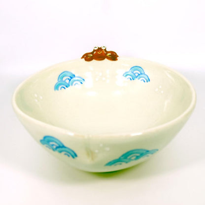 [made in Japan] Japanese Tea Ceremony Matcha Bowl, Handcrafted Kyoyaki Ceramic with Crab Design, Made in Japan by Takennaka Kosho, Ideal Gift, 14cm Diameter x 6.5cm Height. Perfect for Matcha Lovers.