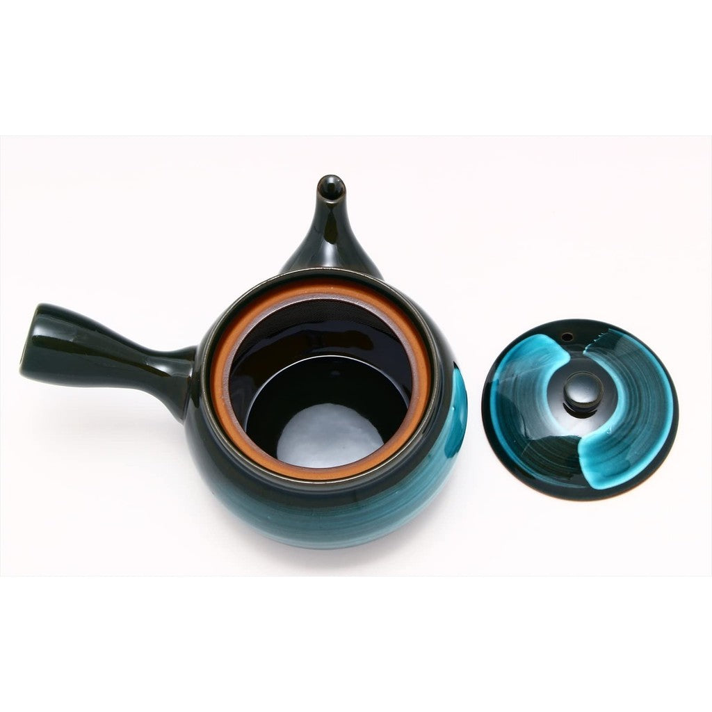 Mino Ware Round Teapot with Strainer - Emerald Green Collection