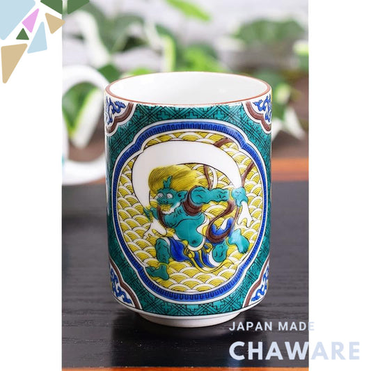 【made in japan】
Elegant Kutani Ware Premium Tea Cup Featuring Wind and Thunder Gods - Japanese Ceramic teacup, perfect f