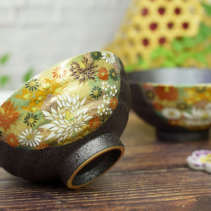 【made in japan】
Waza no Kura Stylish Couple Rice Bowls - Kutani Ware Pair, Elegant Tableware, Gold Floral Design, Premium Ceramic, Ideal for Wedding Anniversaries, Gifts, Japanese Tableware.